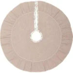 VHC Brands 21 in. Carol Khaki Tan & Winter Floral Ruffled Farmhouse Christmas Tree Skirt thumbnail 2