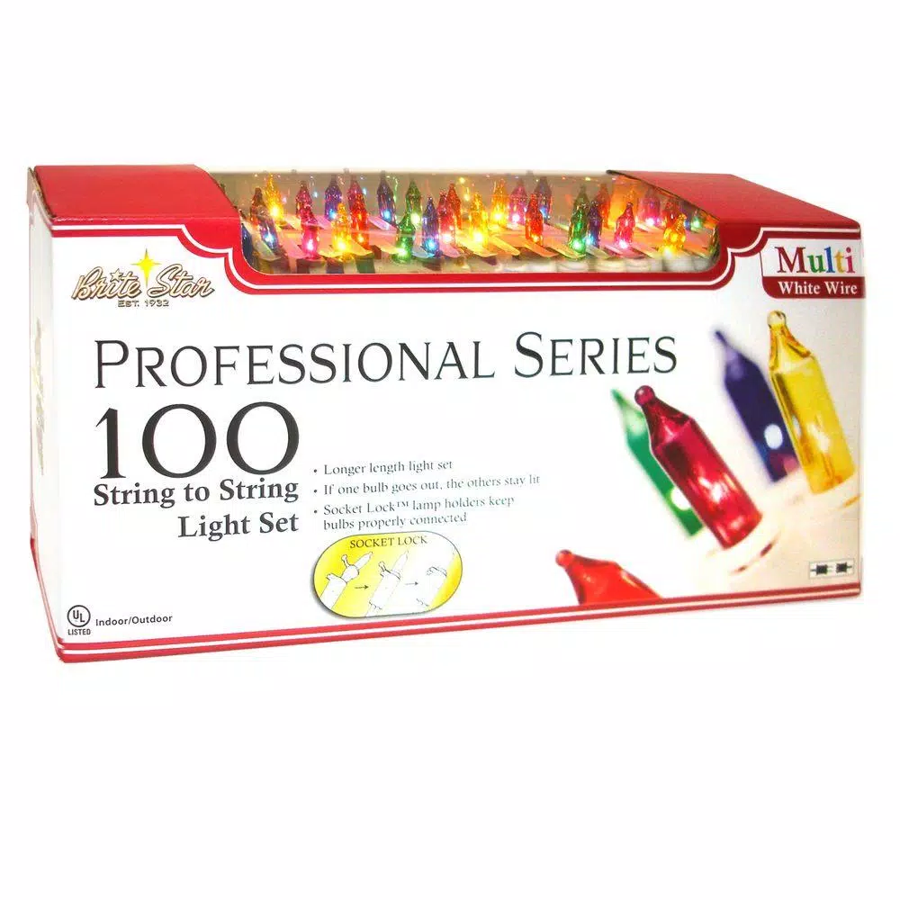 Unbranded Brite Star Professional Series 100-Light Multi-Color Mini Light Set with White Wire (Set of 2)