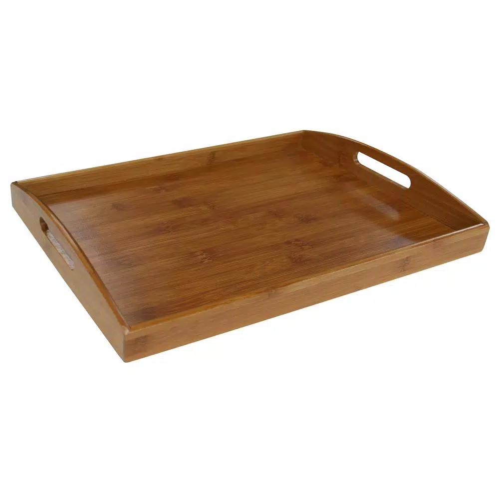 Home Basics Natural Bamboo Serving Tray, 16.87 x 11.62 in, Tan
