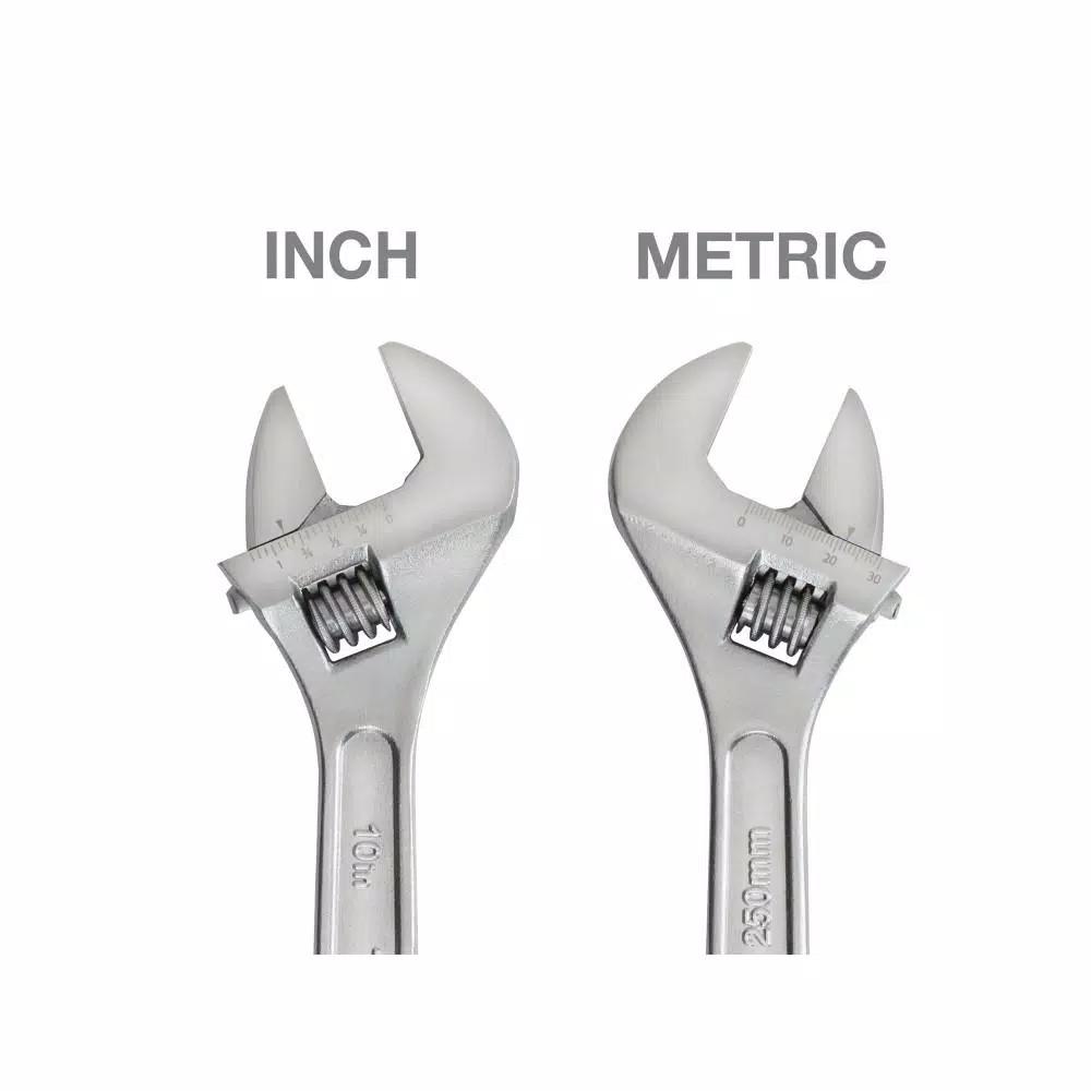 TEKTON 10 in. Adjustable Wrench, Carbon Steel with Satin Chrome Finish