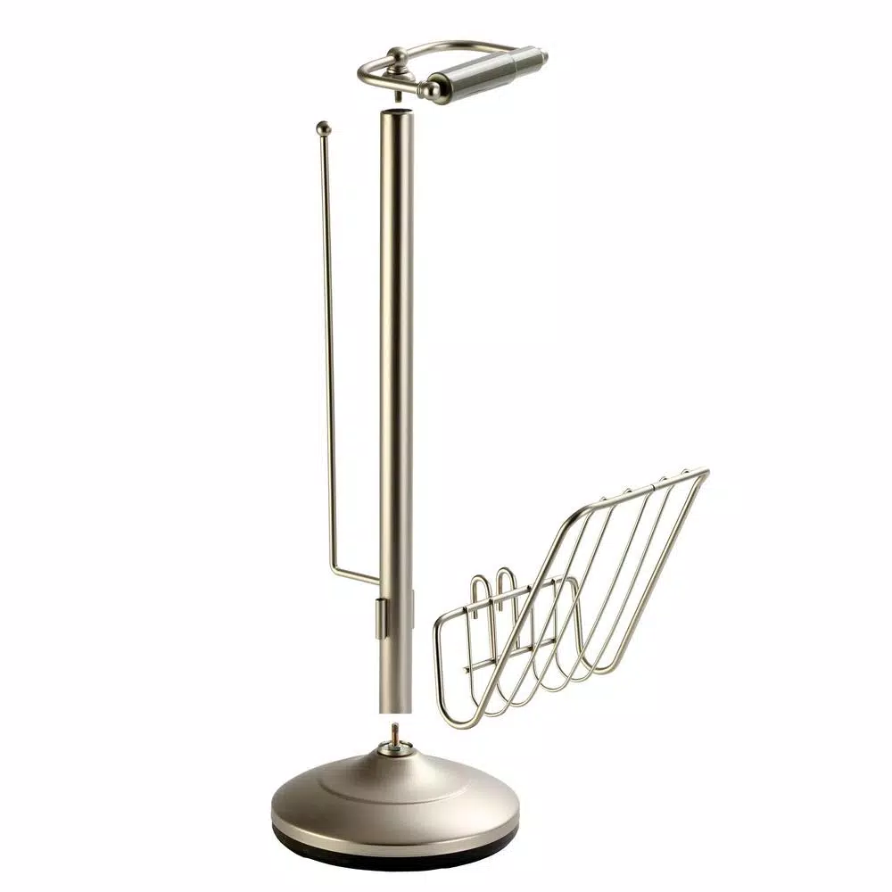 Better Living Satin Nickel Toilet Paper Holder and Organizer Caddy with Magazine Rack