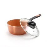 Gibson Home Hummington 1.7 qt. Aluminum Ceramic Nonstick Sauce Pan with Glass Lid, Metallic Copper thumbnail 5