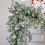 Home Accents Holiday 9 ft. Pre-Lit Flocked Frasier Fir LED Garland with Timer thumbnail 6