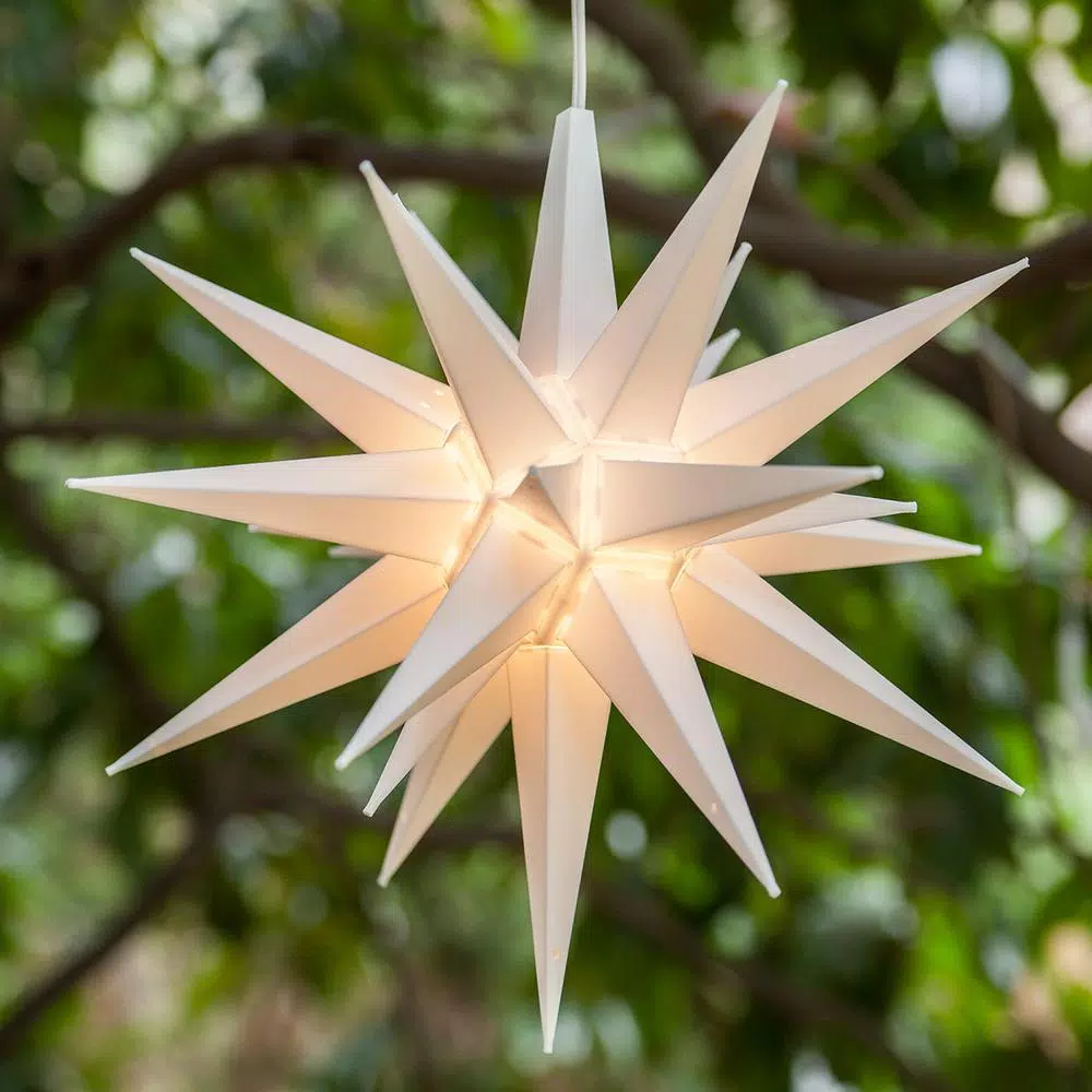 Kringle Traditions 14 in. Illuminated White LED Moravian Star Holiday Decoration