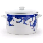 Golden Rabbit Blue Crab 18 qt. Porcelain-Coated Steel Stock Pot Set with Glass Lid and Rack thumbnail 3