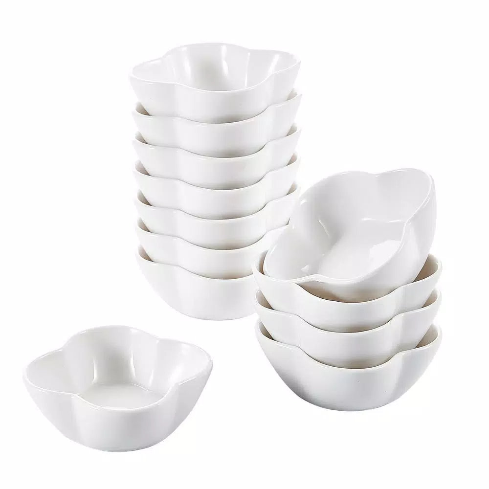 MALACASA 3 in. White Porcelain Ramekins Set of 12, Ceramic Serving Bowls for Creme Brulee and Dipping Sauces