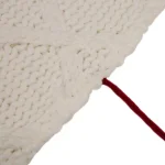 Glitzhome 52 in. White Knitted Chenille Christmas Tree Skirt with Red Trim and Pompoms thumbnail 2