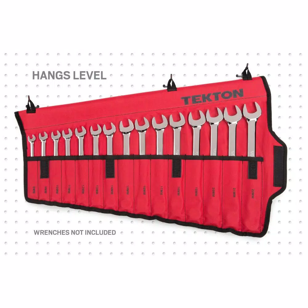 TEKTON 15-Pocket Combination Wrench Roll-Up Pouch, 8 mm to 22 mm