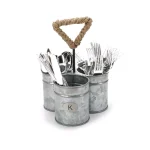 MIND READER 3-Section Silver Metal Utensil Caddy & Silverware Organizer thumbnail 2