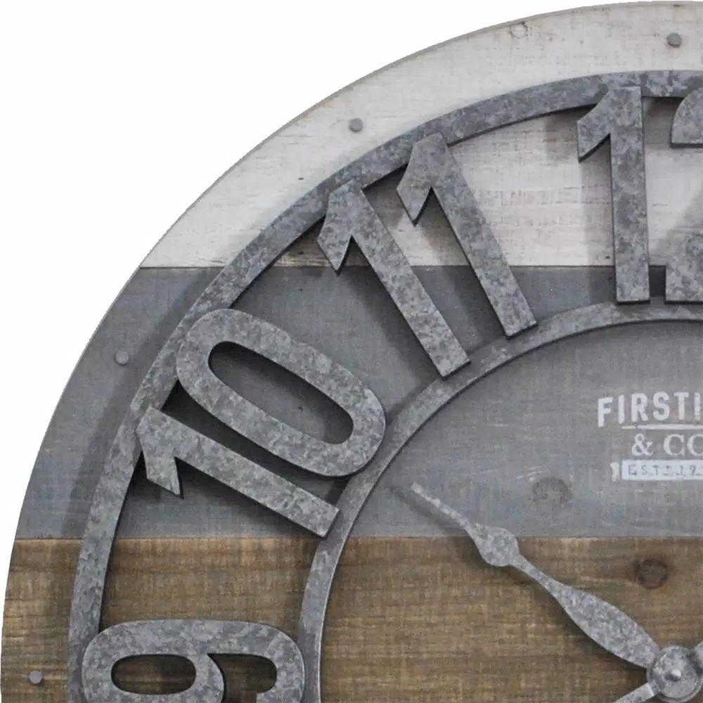 FirsTime and Co. 27 in. Shabby Planks Wall Clock, Rustic Wood Design