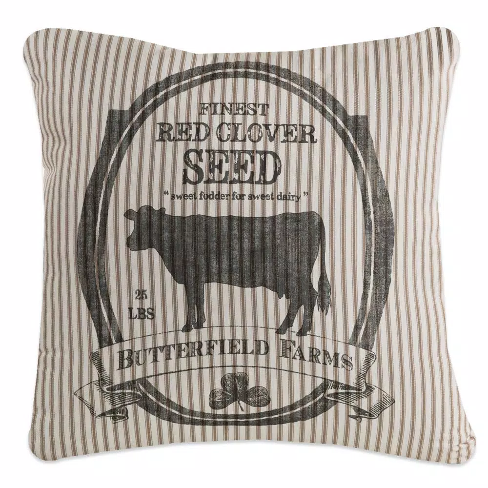 Heritage Lace Butterfield Farms 22x22 in. Tan and Cream Striped Farmhouse Pillow Cover