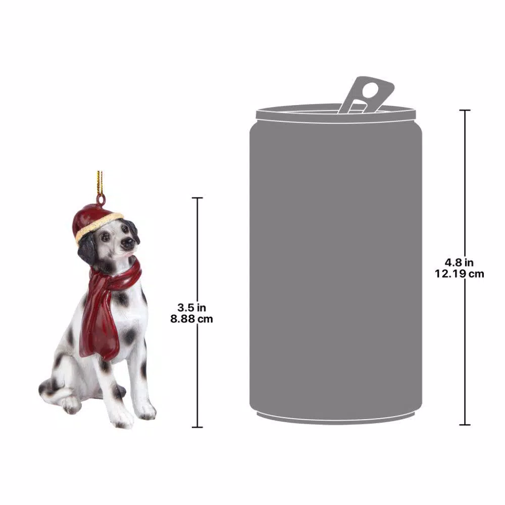 Design Toscano Dalmatian Dog Holiday Ornament Sculpture with Santa Hat and Scarf