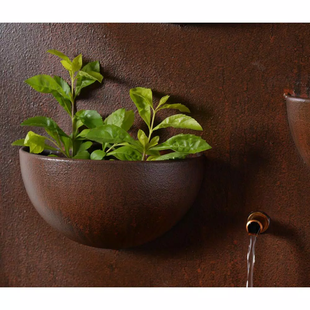 Kenroy Home Silva 31 in. Steel Wall Fountain with Built-in Planters, Rusty Red Finish
