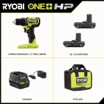 RYOBI ONE+ HP 18V Brushless 1/2 in. Compact Cordless Drill/Driver Kit with (2) 1.5 Ah Batteries, Charger, and Bag thumbnail 2