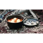 Lodge 6 qt. Round Cast Iron Camp Dutch Oven with Lid, Black thumbnail 2