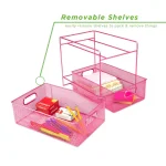 MIND READER 2-Tier Metal Mesh Utensil Caddy & Organizer, Pink thumbnail 3