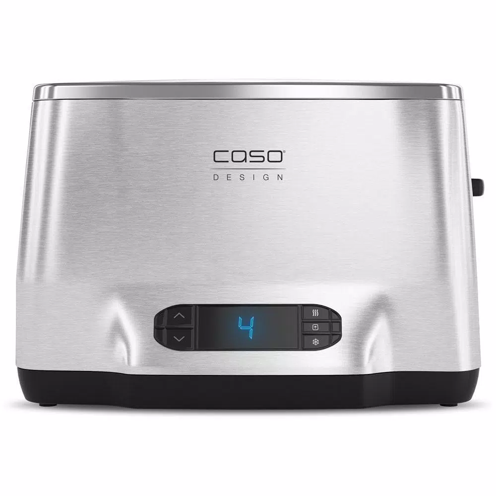 CASO Design Inox 2-Slice Stainless Steel Wide Slot Toaster with LED Display