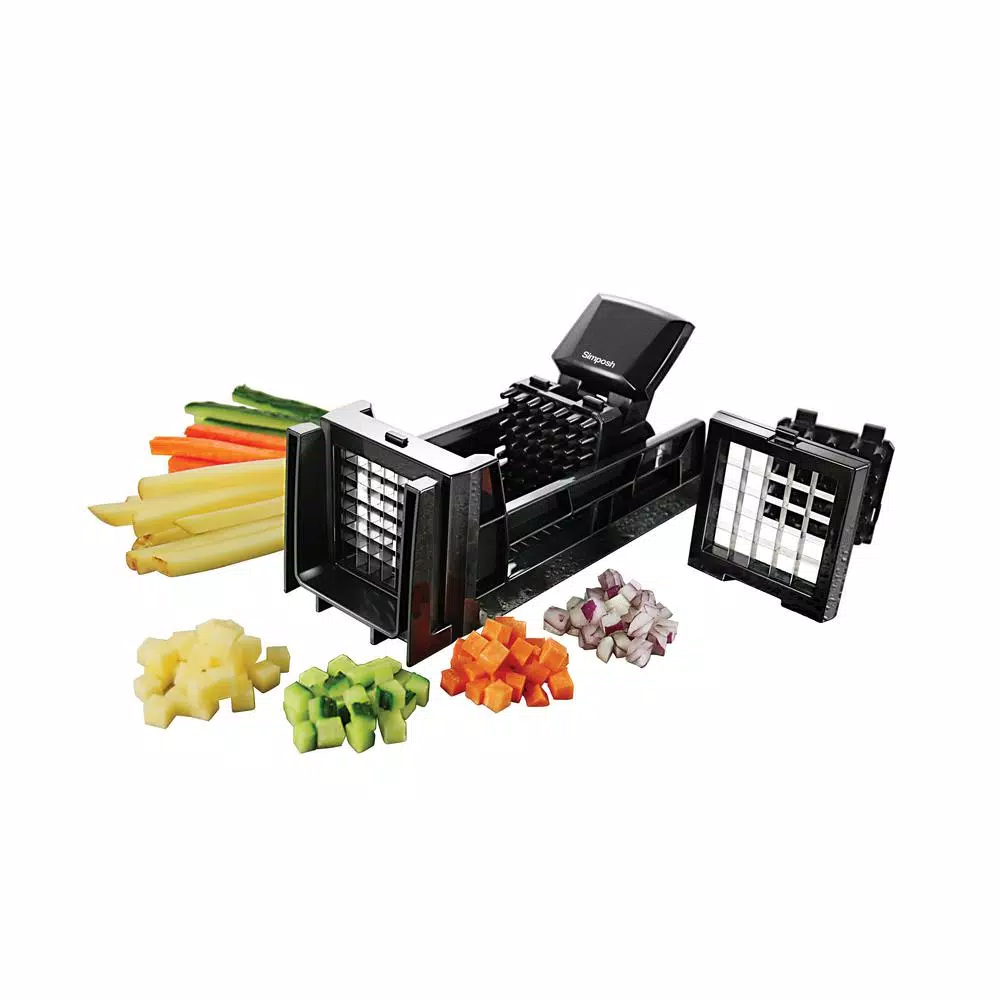 Simposh Easy Food Slicer Dicer and French Fry Cutter with Ratchet Action Pusher