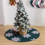 Country Living 48 in. Christmas Carol Plaid and Star Quilted Tree Skirt, Navy and Green thumbnail 11