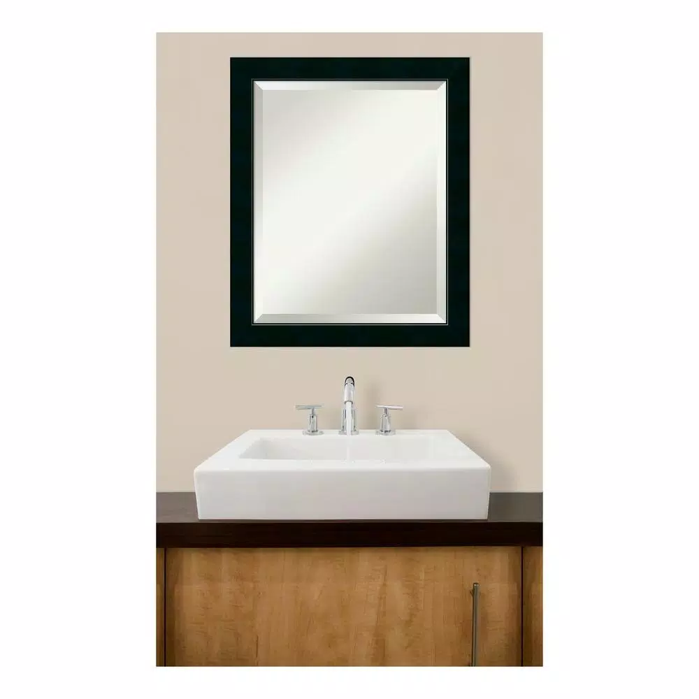 Amanti Art Nero 19 in. W x 23.25 in. H Rectangular Framed Bathroom Vanity Mirror, Black