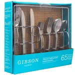 Gibson Home South Bay 65-Piece Stainless Steel Flatware Set with Wire Caddy, Service for 8 thumbnail 1