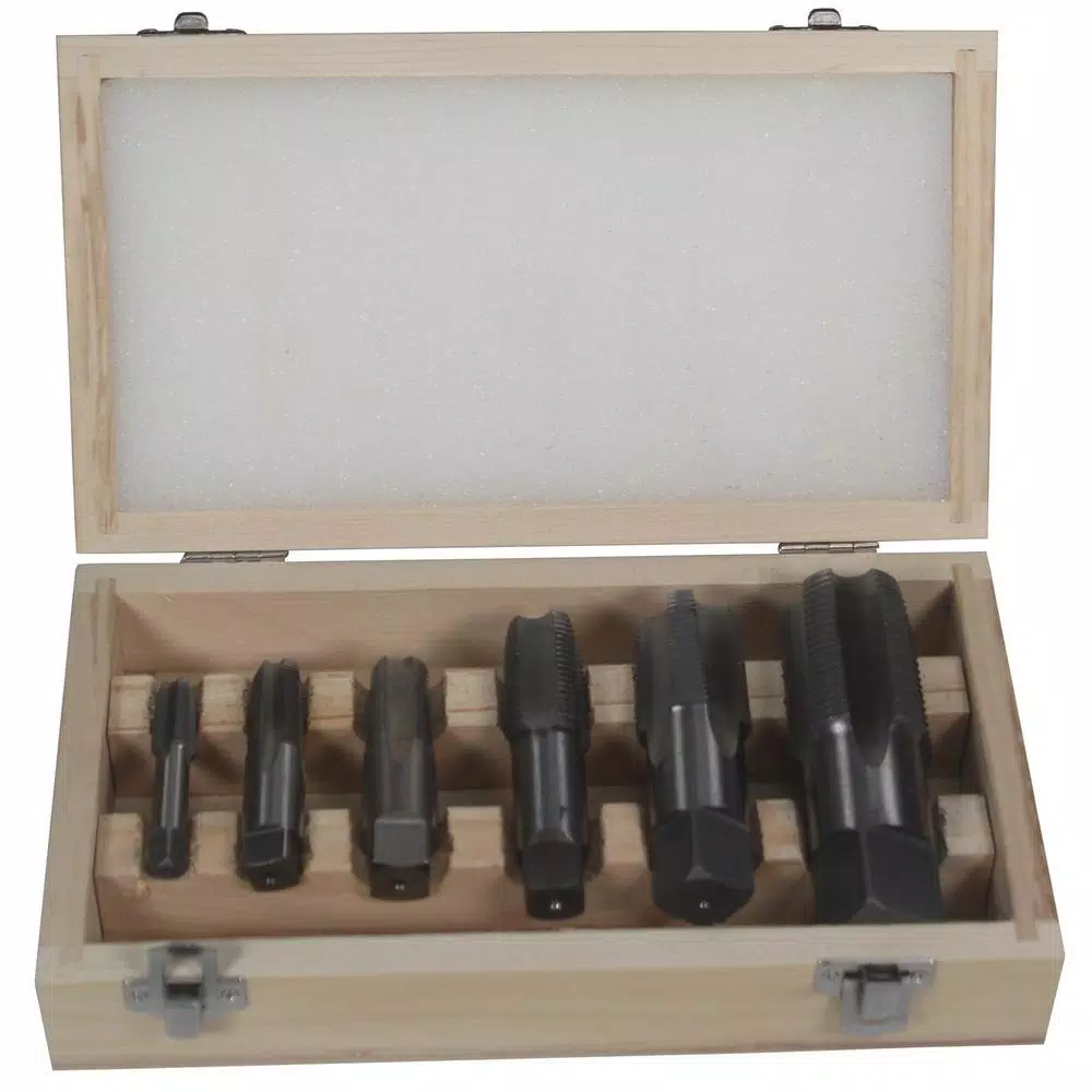 Drill America 6-Piece Carbon Steel NPT Pipe Tap Set (1/8 in. to 1 in.)