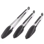Classic Cuisine Stainless Steel Kitchen Tongs with Silicone Tips, 3-Piece Set thumbnail 1