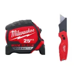 Milwaukee 25 ft. Magnetic Tape Measure and Fastback Compact Folding Utility Knife Combo Kit thumbnail 1