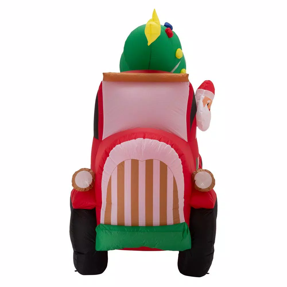 Glitzhome 7 ft. Santa Claus on Pick Up Truck Inflatable Christmas Decor with LED Lights