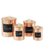 Old Dutch Decor Copper Plated Stainless Steel Chalkboard Canister Set, 4-Piece thumbnail 1