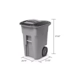 Toter 48 Gallon Blue Rollout Recycling Container with Attached Hinged Lid thumbnail 6