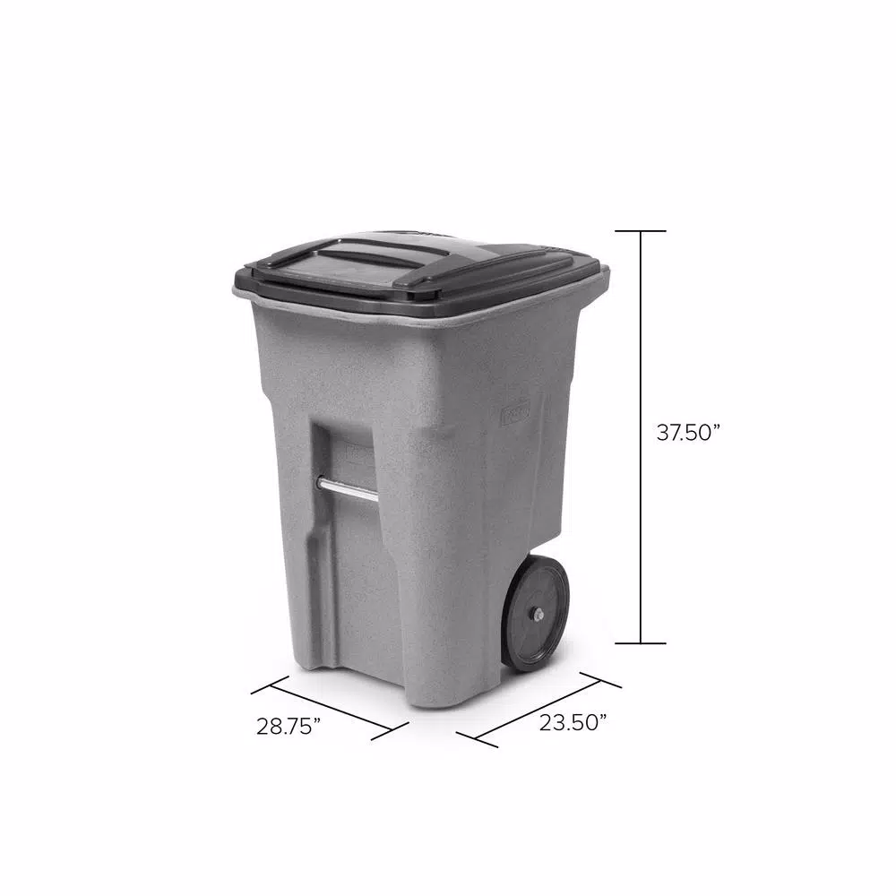 Toter 48 Gallon Blue Rollout Recycling Container with Attached Hinged Lid
