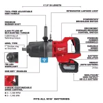 Milwaukee M18 FUEL 1 in. High Torque Impact Wrench Kit with Two 12.0 Ah Batteries and Charger thumbnail 4