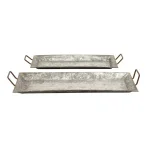 LITTON LANE Farmhouse Galvanized Metal Rectangular Serving Trays, Set of 2 thumbnail 2