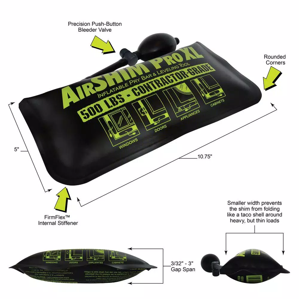 Calculated Industries AirShim Pro XL Inflatable Pry Bar and Leveling Tool, 500 lb Capacity