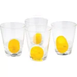 Abigails Clear Double Old-Fashioned Glass Set with Mouth-Blown Yellow Dot (Set of 4) thumbnail 1
