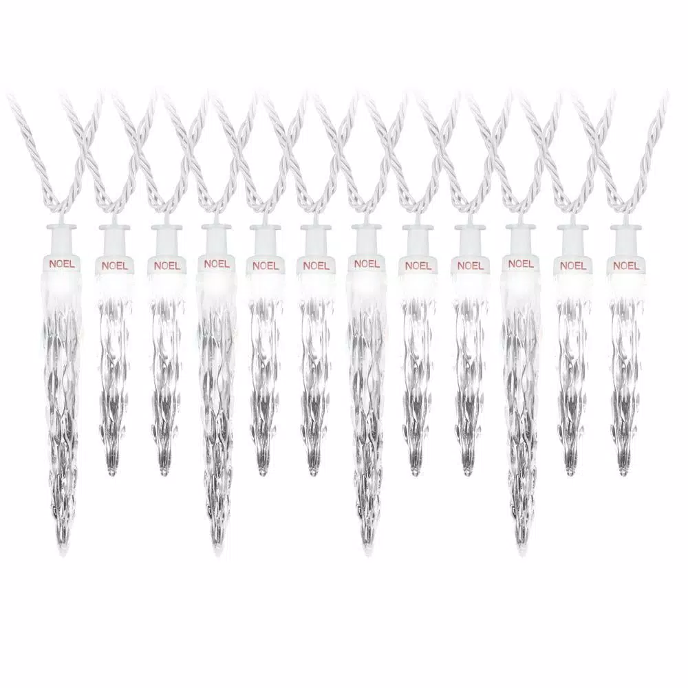 LightShow ColorMotion 24-Light White LED Icicle Christmas String Lights, 8 Effects, Outdoor/Indoor