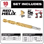 Milwaukee SHOCKWAVE Impact Duty Titanium Drill Bit Set, 10-Piece Red Helix thumbnail 3