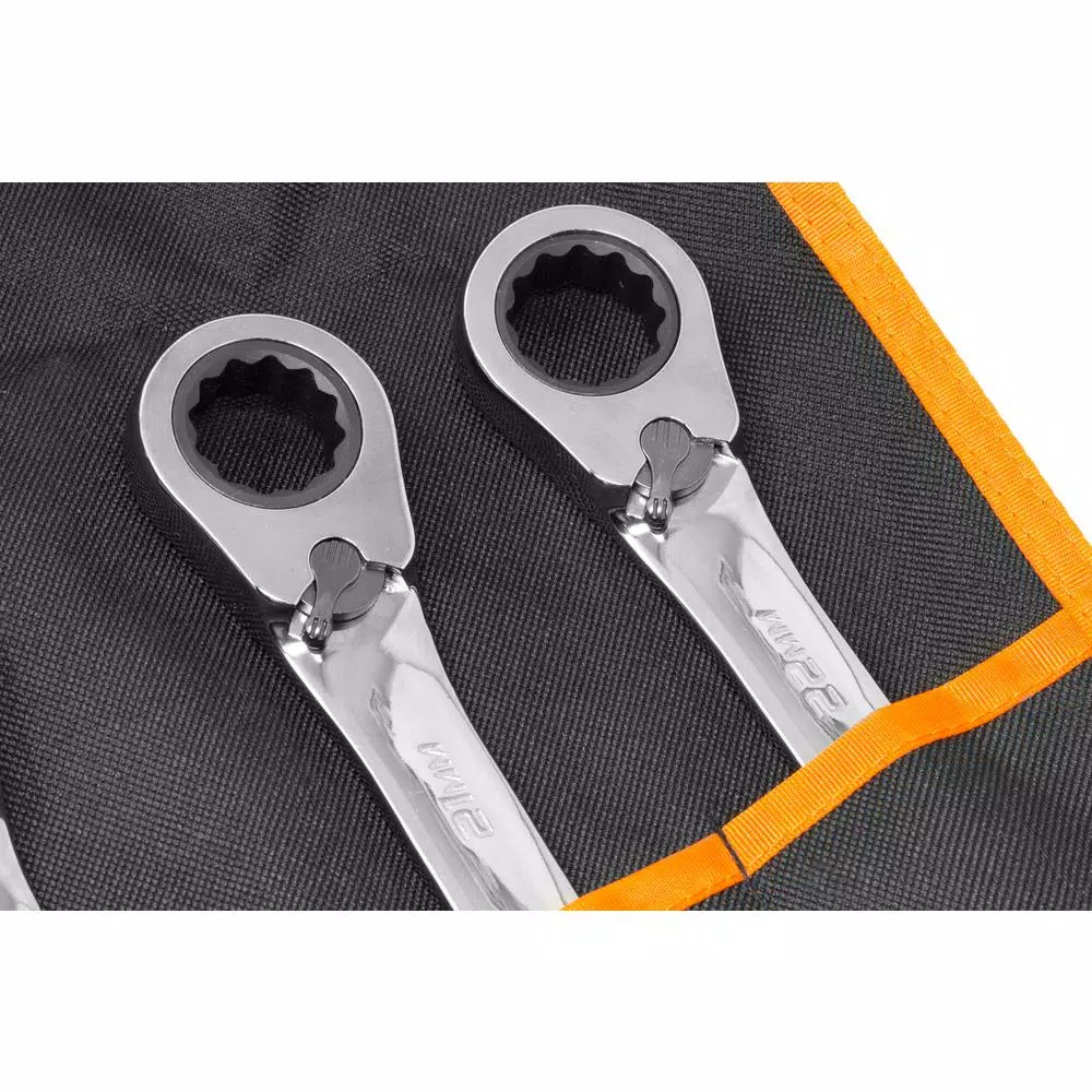 WEN 16-Piece Metric Reversible Ratcheting Combination Wrench Set with Storage Pouch
