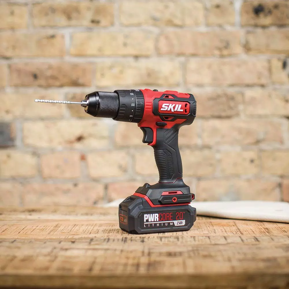 SKIL PWRCore 20V Brushless 1/2 in. Hammer Drill Kit with 2.0 Ah Battery and PWRJump Charger