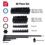 SUNEX TOOLS Sunex 3580 3/8 in. Drive Master Impact Socket Set, 80-Piece SAE & Metric thumbnail 3
