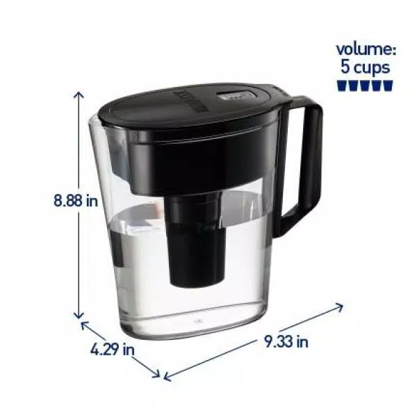 Brita Soho 5-Cup Water Filter Pitcher, BPA-Free, Black