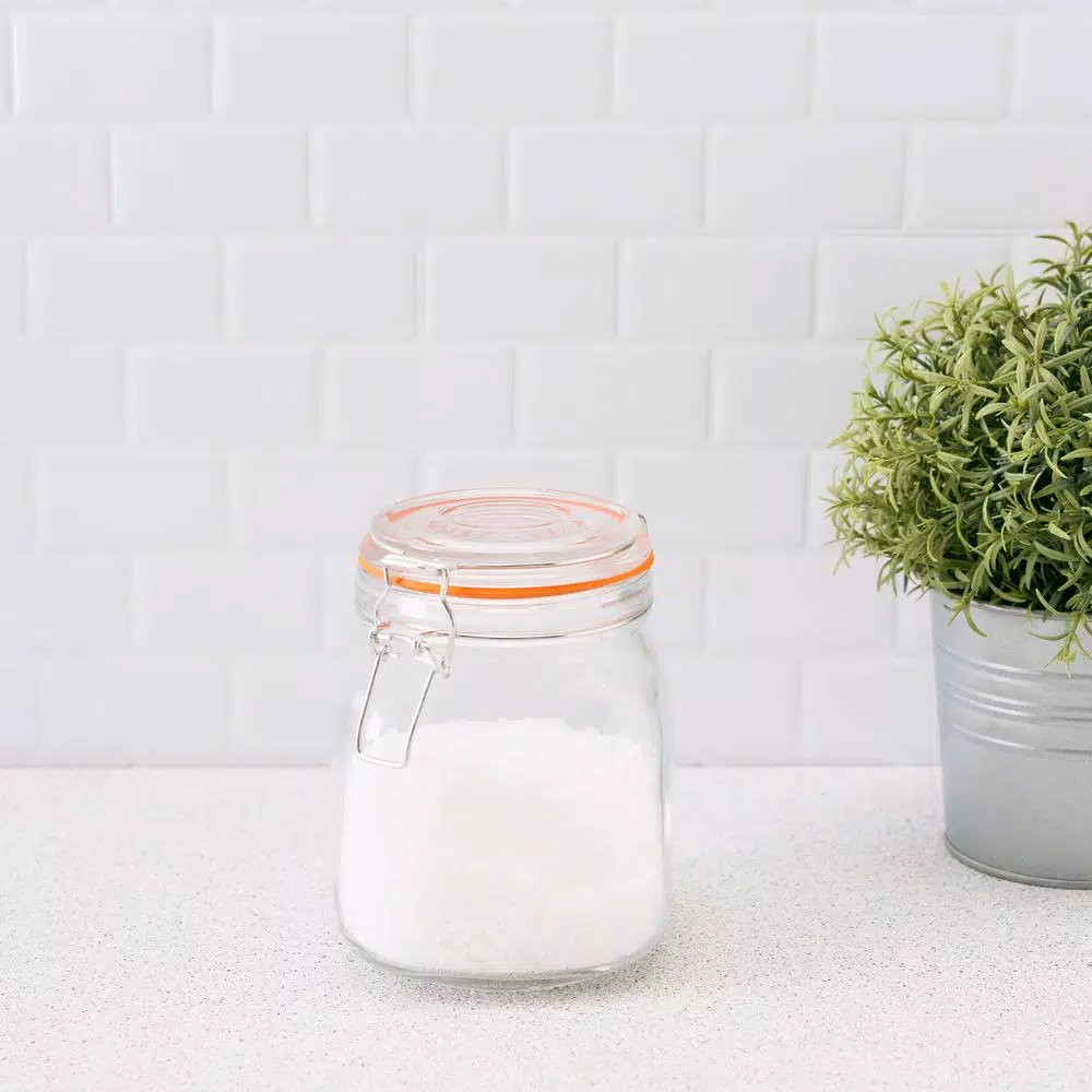 Home Basics 34 oz. Medium Glass Pickling Jar with Airtight Metal Latch Lid