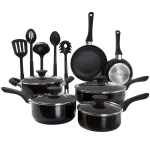 Classic Cuisine Allumi-Shield 15-Piece Nonstick Aluminum Cookware Set with Lids, Black thumbnail 1