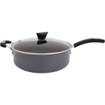 Ozeri Stone Earth 5.3 qt. Aluminum Ceramic Nonstick Sauce Pan with Glass Lid, Granite Gray thumbnail 3