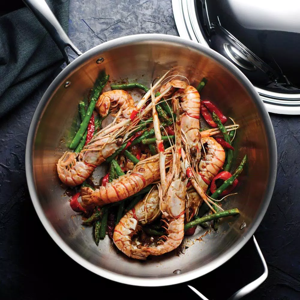Tramontina 12 in. Tri-Ply Clad Stainless Steel Wok with Lid