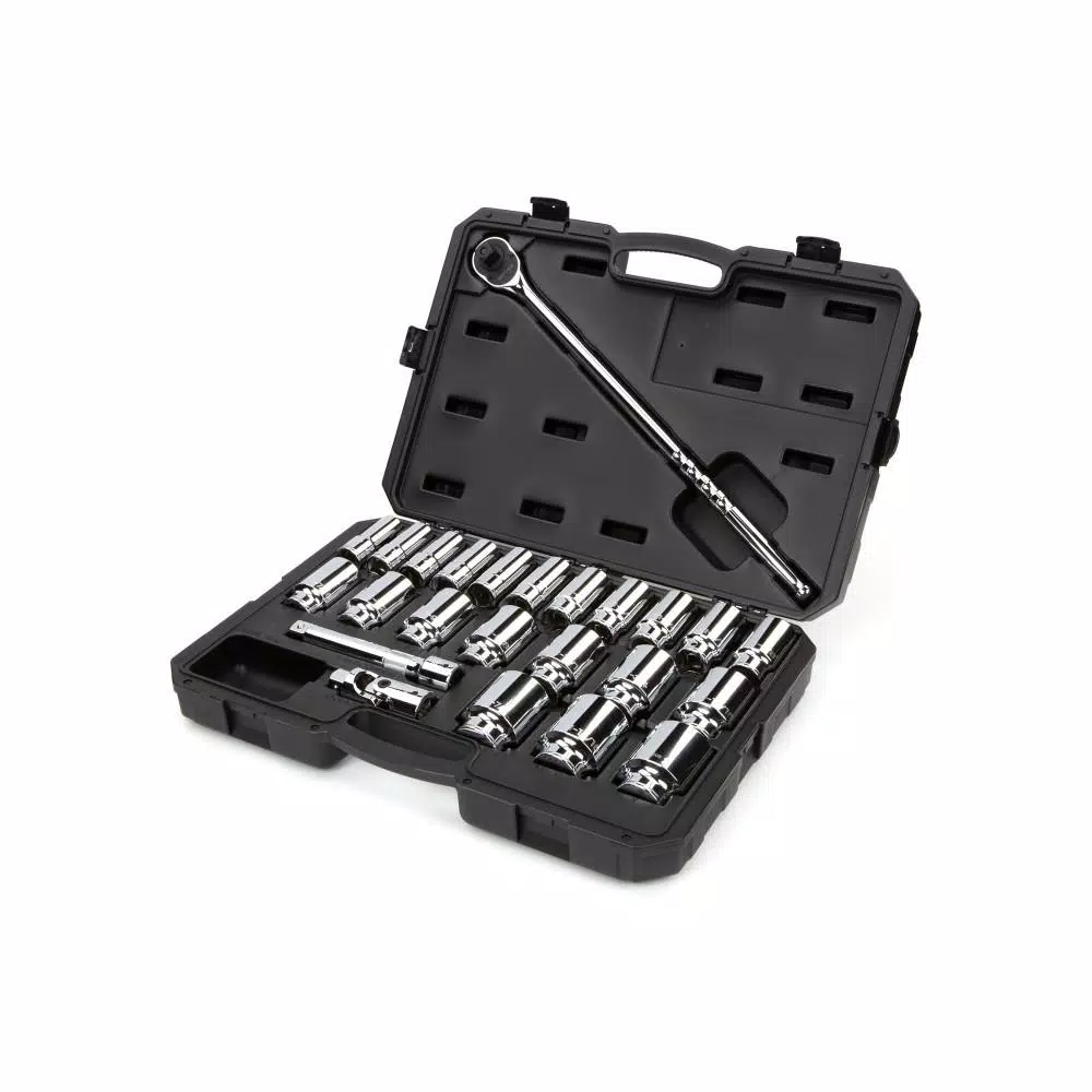 TEKTON 3/4 in. Drive Deep 6-Point Socket and Ratchet Set, 25-Piece SAE