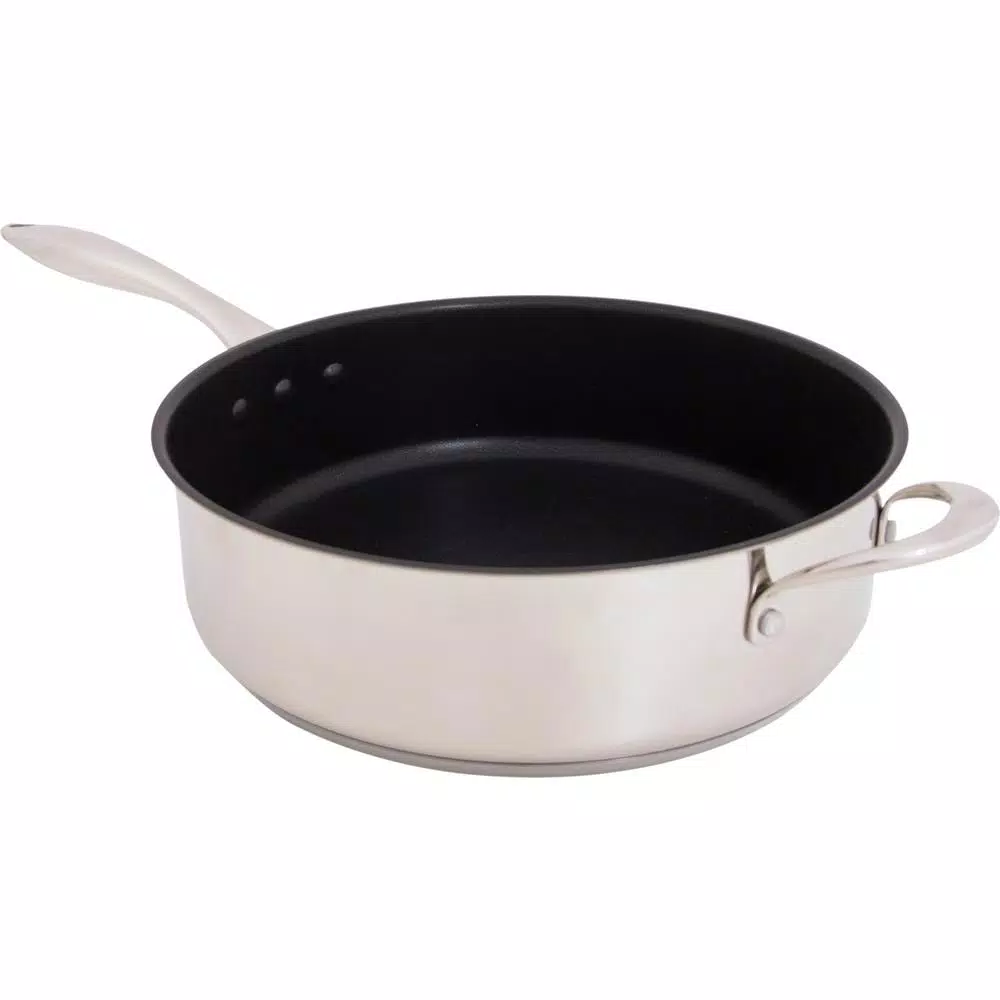 Hampton Bay Ozeri Earth Pan ETERNA 5.3 qt. Stainless Steel Nonstick Sauce Pan with Glass Lid