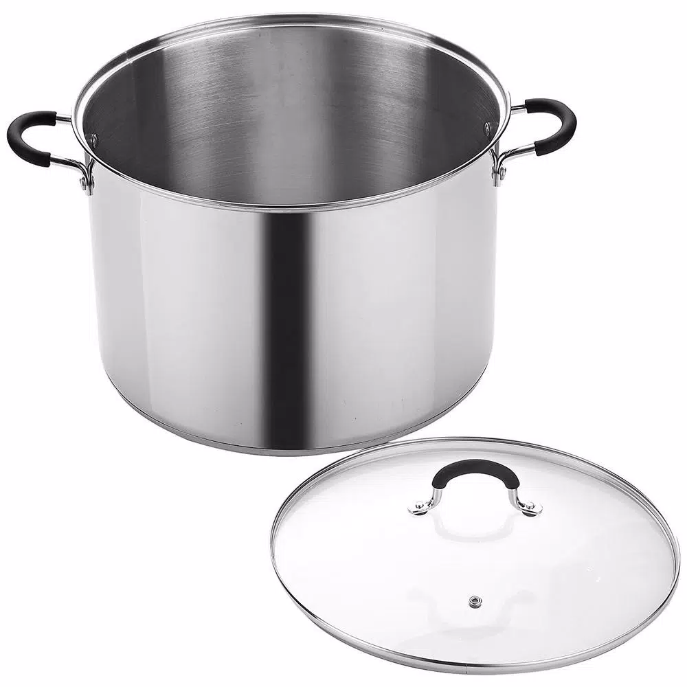 Cook N Home 20 Qt. Stainless Steel Stock Pot with Tempered Glass Lid