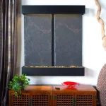Water Wonders Nojoqui Falls Double Lightweight Slate Wall Fountain with Black Onyx Trim thumbnail 5